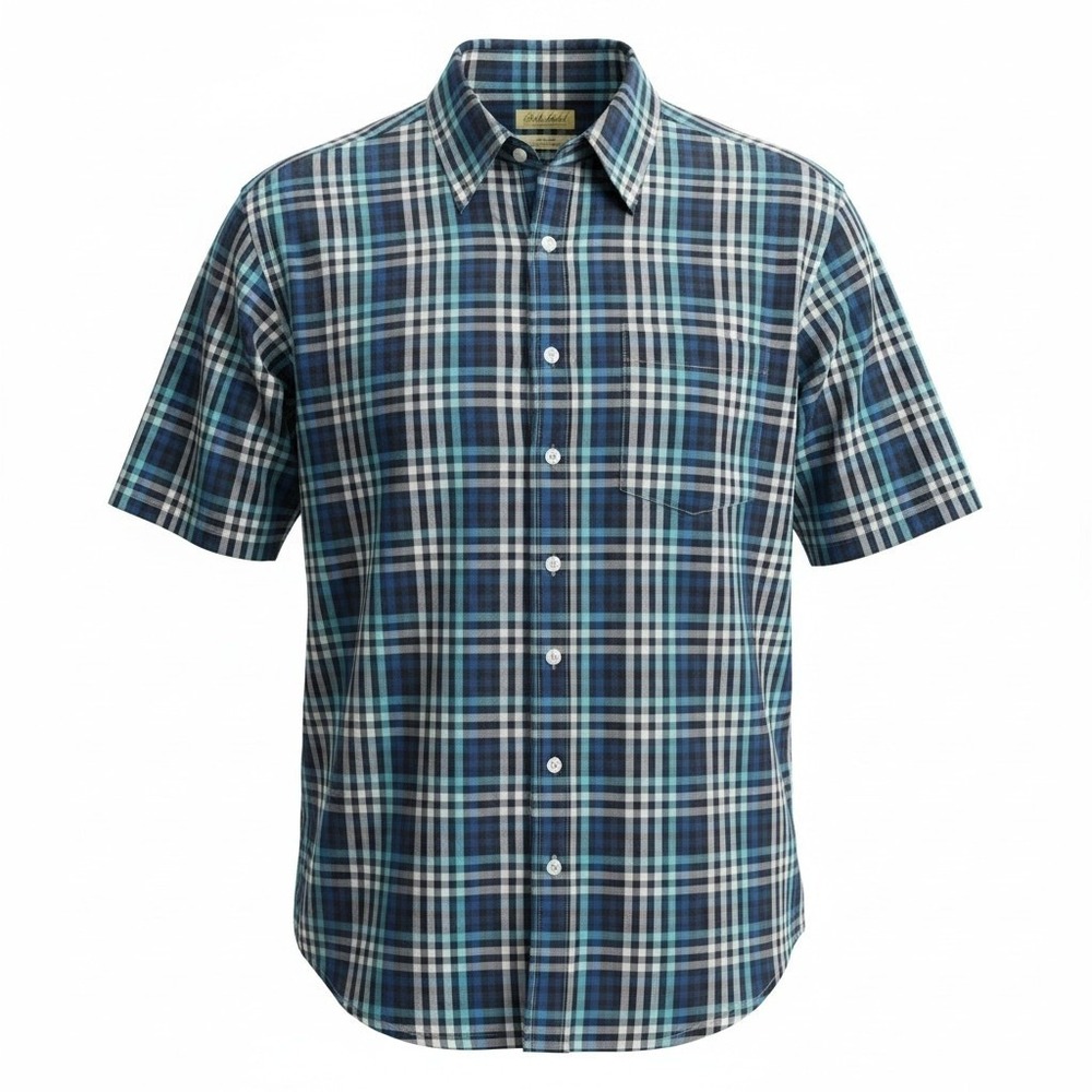 Mens Roundtree & Yorke Gold Label Button Down Shirt 3X Blue Plaid Excellent S/S